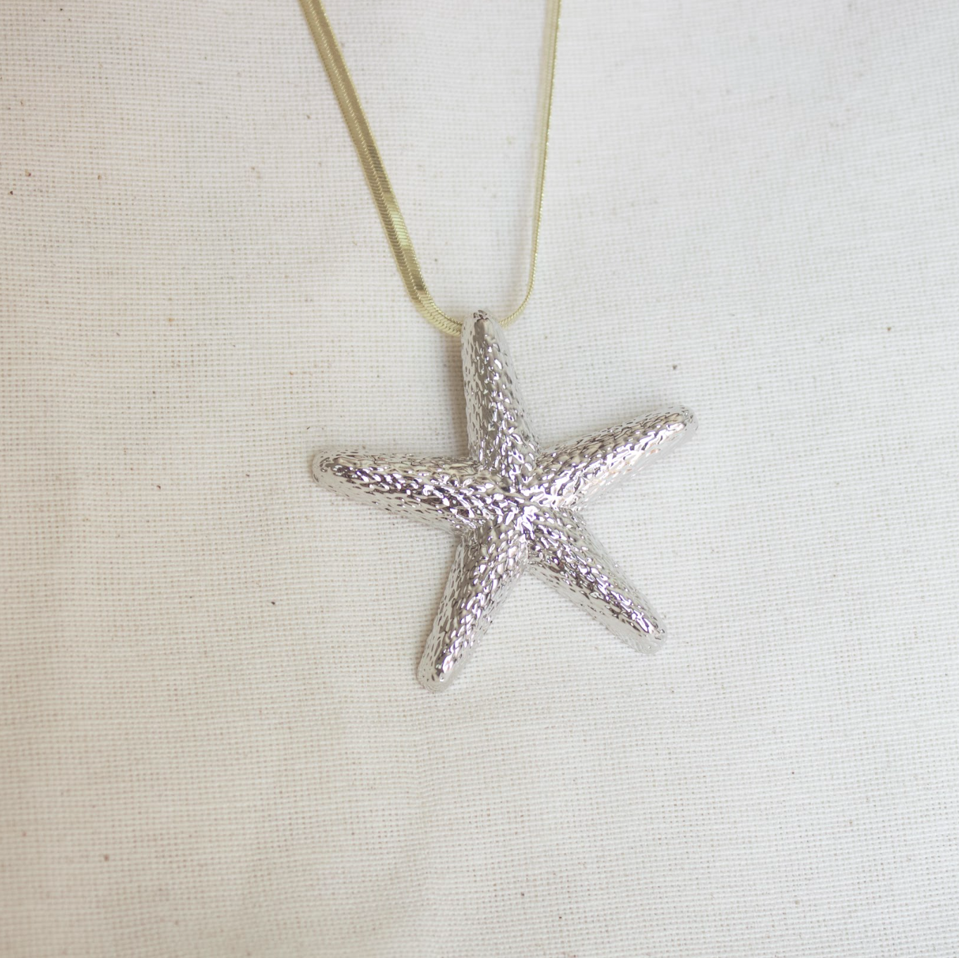 Collar cadena planchada dije estrella de mar