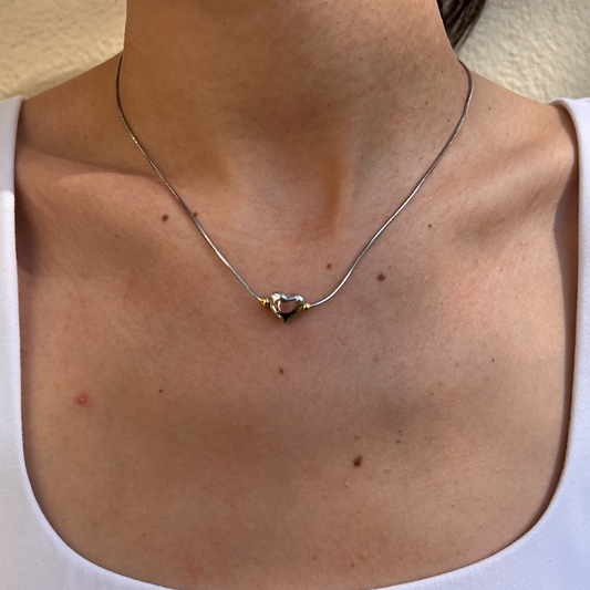 Collar dije corazón mini plateado