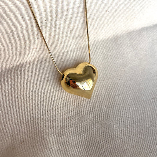 Collar corazón chunky dorado
