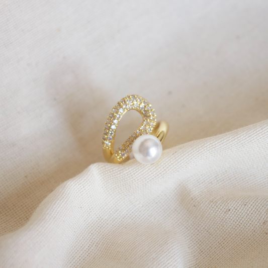 Anillo perla con circonias