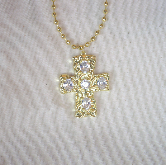 Collar dorado dije cruz chunky