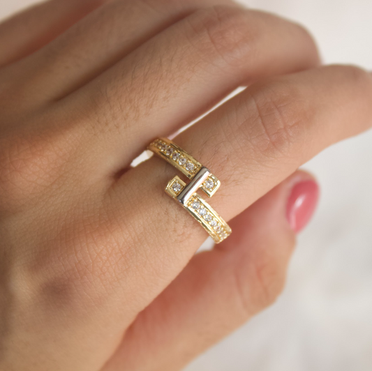 Anillo circonias palito plateado