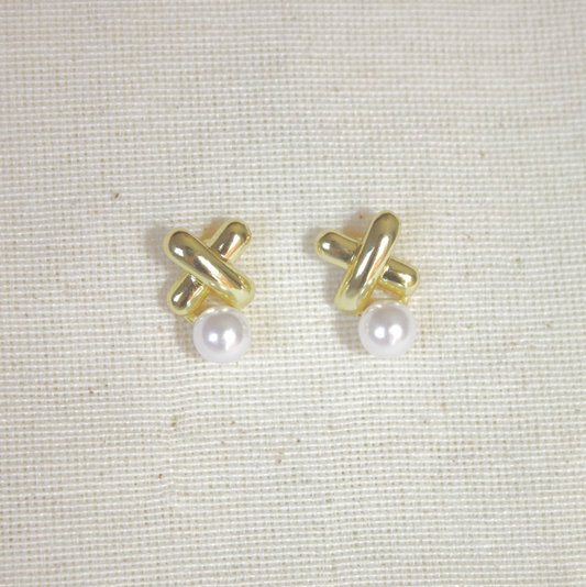 Aretes X con perla