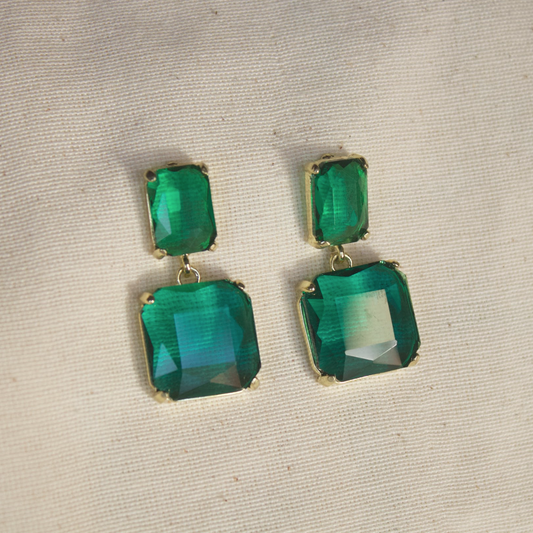 Aretes colgante piedra verde