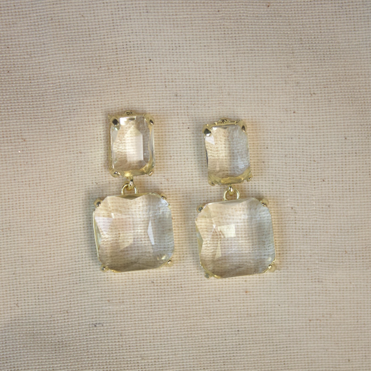 Aretes colgante piedra blanca