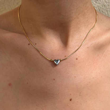 Collar dije corazón mini plateado