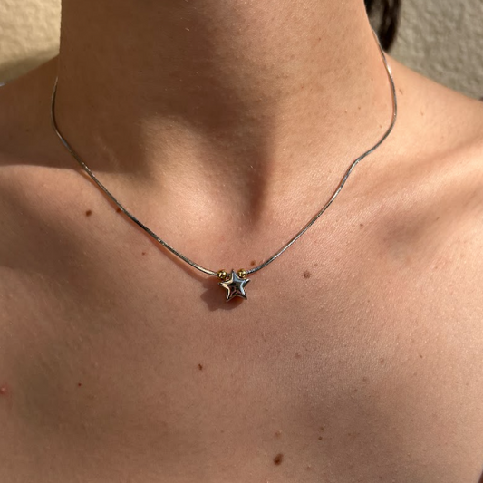 Collar dije estrella mini plateado